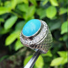 Mens Natural Feroza Stone Ring Natural Hussaini Feroza Stone Ring in 925 Sterling Silver Real Hussaini Feroza Real Original Neeshpur Feroza