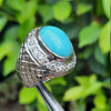 Mens Natural Feroza Stone Ring Natural Hussaini Feroza Stone Ring in 925 Sterling Silver Real Hussaini Feroza Real Original Neeshpur Feroza