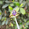 Natural Certified Amethyst Stone Ring For Ladies Real Ba-Quwat Jamri Stone Original Amethyst Ring for Women's in Gold Plated Purple Quartz