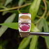 Natural Ruby Stone Ring with Yellow Ceylon Sapphire Original Ruby Yellow Sapphire Ring Unheated Untreated Ruby Yellow Sapphire Stone Ring