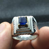 Emerald Cut Original Royal Blue Kashmiri Blue Sapphire Stone Sterling Silver Ring Real Genuine Kashmiri Sapphire Ring Natural Neelam Ring