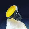 Natural Yellow Yemeni Aqeeq Akik Haqeeq Stone Silver Ring Shia Ring Valentine Gift Original Zard Aqeeq Ring Real Zard Aqeeq Stone Ring Mens