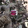 Natural Rubellite Stone Sterling Silver Ring Original Rubellite Unheated Untreated Gemstone Ring Top Quality AAA Rubellite Stone Ring Mens