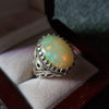 Ethiopian Fire White Opal Stone Sterling Silver Ring Real Opal Fire Ring Natural Opal Fine Gemstone Ring Original Fire White Opal Ring Mens