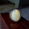 Ethiopian Fire White Opal Stone Sterling Silver Ring Real Opal Fire Ring Natural Opal Fine Gemstone Ring Original Fire White Opal Ring Mens