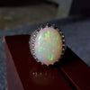 Ethiopian Fire White Opal Stone Sterling Silver Ring Real Opal Fire Ring Natural Opal Fine Gemstone Ring Original Fire White Opal Ring Mens