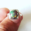 Natural Fire Black Opal Stone Sterling Silver Ring Real Fire Black Opal Ring Original Black Opal Ring Top Quality Opal Ring Fire Black Ring