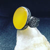 Natural Yellow Yemeni Aqeeq Akik Haqeeq Stone Silver Ring Shia Ring Valentine Gift Original Zard Aqeeq Ring Real Zard Aqeeq Stone Ring Mens