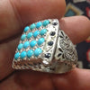 Natural Neeshapuri Feroza Multistone Ring Real Genuine Feroza turquoise Stone Ring Original neeshapuri Feroza Gemstone Ring Top Quality