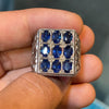 Natural Royal Blue Ceylon Blue Sapphire Neelam Multistone Silver Ring Original Real Genuine Neelam Stone Ring Top Fine Quality Sapphire Ring