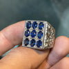 Natural Royal Blue Ceylon Blue Sapphire Neelam Multistone Silver Ring Original Real Genuine Neelam Stone Ring Top Fine Quality Sapphire Ring