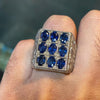 Natural Royal Blue Ceylon Blue Sapphire Neelam Multistone Silver Ring Original Real Genuine Neelam Stone Ring Top Fine Quality Sapphire Ring