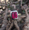 Natural Rubellite Stone Sterling Silver Ring Original Rubellite Unheated Untreated Gemstone Ring Top Quality AAA Rubellite Stone Ring Mens