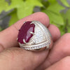 Pigeon Blood Red African Red Ruby Ring Real Ruby Ring Original Untreated Ruby Ring Natural Unheated Ruby Ring Oval Cut Mens Ruby Ring Silver