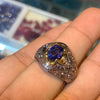 Cornflower Royal Blue Ceylon Blue Sapphire Stone Ring Gold Plated Mounting Ring Real Ceylon Corundum Neelam Gemstone Ring Original Neelam