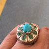 Natural Neeshapuri Feroza Stone with Zambian Emerald Multi gemstone Ring Real Zambian Emerald Ring Original Feroza Ring Genuine Emerald Ring