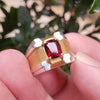 Natural Rahodolite Red Garnet Stone Sterling Silver Ring Real Red Emerald Cut Garnet Ring Original Certified Red Garnet Stone Silver Ring