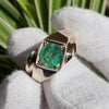 Top Quality Natural Zambian Emerald Stone Ring Real Original Zamurd Stone Ring Genuine Zambian Emerald Silver Ring AAA Zambian Emerald Ring