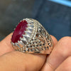 Pigeon Blood Red Mozambique Ruby Stone Sterling Silver Ring Real Natural Mozambique Ruby Ring 100% Genuine Original Untreated Ruby Ring AAA