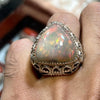 Ethiopian Fire White Opal Sterling Silver 925 Ring Real Opal Fire Ring Natural Ethiopian Fire Opal Ring Untreated Opal Ring Opal Mens Ring