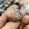 Ethiopian Fire White Opal Sterling Silver 925 Ring Real Opal Fire Ring Natural Ethiopian Fire Opal Ring Untreated Opal Ring Opal Mens Ring