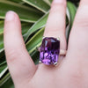 Natural Amethyst Stone Sterling Silver Womens Ring Real Original Amethyst Stone Ring Unheated Untreated Amethyst Stone Ring Genuine Amethyst