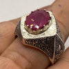 African Red Ruby Yaqoot Manic Stone Sterling Silver 925 Ring Original Ruby Ring Real Ruby Mens Ring Genuine Ruby Gemstone Ring Untreated