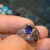 Cornflower Royal Blue Ceylon Blue Sapphire Stone Ring Gold Plated Mounting Ring Real Ceylon Corundum Neelam Gemstone Ring Original Neelam