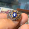 Cornflower Royal Blue Ceylon Blue Sapphire Stone Ring Gold Plated Mounting Ring Real Ceylon Corundum Neelam Gemstone Ring Original Neelam