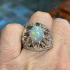 Ethiopian Fire Water Opal Stone Silver 925 Ring Natural Real 100% Genuine Ethiopian Fire White Opal Ring Untreated Opal Ring Mens Opal Ring