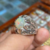 Ethiopian Fire Water Opal Stone Silver 925 Ring Natural Real 100% Genuine Ethiopian Fire White Opal Ring Untreated Opal Ring Mens Opal Ring