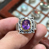 Real Natural Emethyst Stone Silver Mens Ring Original Amethyst Stone Ring 100% Genuine Transparent Amethyst Ring Top Quality Amethyst Ring