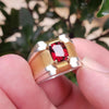 Natural Rahodolite Red Garnet Stone Sterling Silver Ring Real Red Emerald Cut Garnet Ring Original Certified Red Garnet Stone Silver Ring