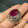 Pigeon Blood Red Mozambique Ruby Stone Sterling Silver Ring Real Natural Mozambique Ruby Ring 100% Genuine Original Untreated Ruby Ring AAA