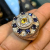 Original Royal Blue Ceylon Sapphire Blue Ceylon Sapphire Yellow Sapphire Multi Stone Silver Ring Real Sapphire Ring Natural Yellow Sapphire