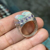 Ethiopian Fire White Opal Multi Stone Silver Ring Natural Ethiopian Fire Opal Ring Fire White Opal Ring Mens Real Opal Ring Opal Mens Ring