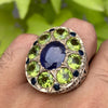 Natural African Blue Sapphire With Original Peridot Silver Ring Original Neelam Gemstone Sterling Silver Ring Real Blue Sapphire Silver Ring