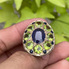 Natural African Blue Sapphire With Original Peridot Silver Ring Original Neelam Gemstone Sterling Silver Ring Real Blue Sapphire Silver Ring