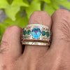 Natural Swiss London Blue Topaz With Zambian Emerald Zamurd Stone Sterling Silver 925 Handmade Ring Real Topaz Ring Real Emerald Ring 925