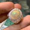 Original Ethiopian Fire White Opal Stone Ring Natural Opal Ring Real White Fire Opal Ring Opal Mens Ring Opal Fine Stone Ring Fire Opal