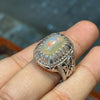 Natural Ethiopian Fire White Opal Sterling Silver Ring Original White Fire Opal Ring Real Fire Opal Ring Top Quality Mens Fire Opal Ring