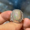 Natural Ethiopian Fire White Opal Sterling Silver Ring Original White Fire Opal Ring Real Fire Opal Ring Top Quality Mens Fire Opal Ring