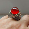 Blood Red Yemeni Aqeeq Stone Ring Natural Yamani Akik Shia Ring Original Yamni Haqeeq Stone Sterling Silver Handmade Ring Blood Red Aqeeq