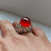 Blood Red Yemeni Aqeeq Stone Ring Natural Yamani Akik Shia Ring Original Yamni Haqeeq Stone Sterling Silver Handmade Ring Blood Red Aqeeq