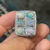 Ethiopian Fire White Opal Multi Stone Silver Ring Natural Ethiopian Fire Opal Ring Fire White Opal Ring Mens Real Opal Ring Opal Mens Ring