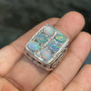 Ethiopian Fire White Opal Multi Stone Silver Ring Natural Ethiopian Fire Opal Ring Fire White Opal Ring Mens Real Opal Ring Opal Mens Ring