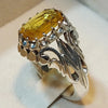 African Yellow Sapphire Ring Natural Yellow Sapphire Ring Original Yellow Sapphire African Pukhraj Gemstone Ring Mens Sapphire Silver Ring