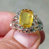 African Yellow Sapphire Ring Natural Yellow Sapphire Ring Original Yellow Sapphire African Pukhraj Gemstone Ring Mens Sapphire Silver Ring