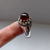 Natural Yemeni Aqeeq Akik Haqeeq Stone Sterling Silver Ring Dark Red Original Yamani Aqeeq Ring Blood Red Genuine Yamani Akik Stone Ring