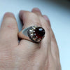 Natural Yemeni Aqeeq Akik Haqeeq Stone Sterling Silver Ring Dark Red Original Yamani Aqeeq Ring Blood Red Genuine Yamani Akik Stone Ring